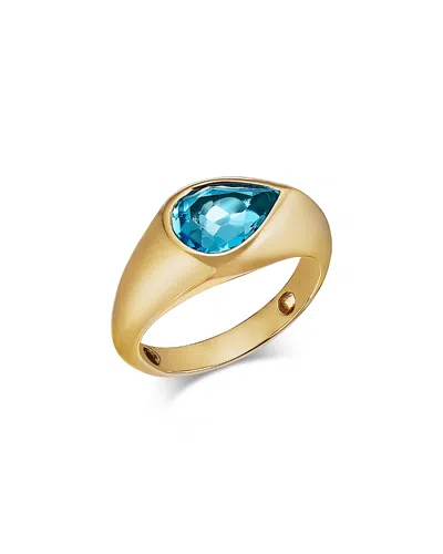 Bloomingdale's Fine Collection Pear Shaped Swiss Blue Topaz Bold Gold Ring In 14k Yellow Gold In Blue/gold