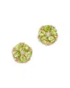 Bloomingdale's Fine Collection Peridot & Diamond Flower Stud Earrings In 14k Yellow Gold In Multi