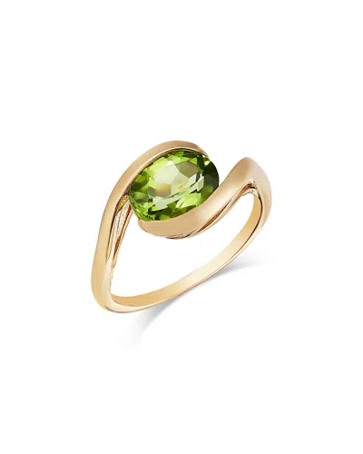 Bloomingdale's Fine Collection Peridot Asymmetrical Oval Ring In 14k Yellow Gold In Multi