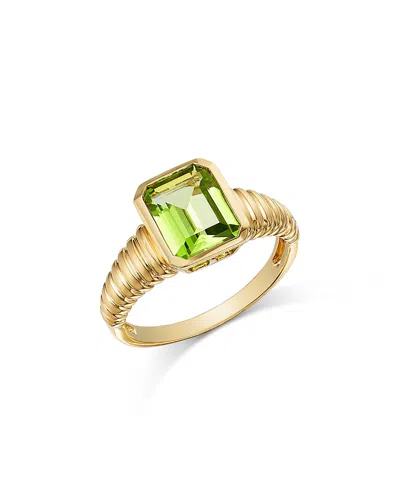 Bloomingdale's Fine Collection Peridot Bezel Ring In 14k Yellow Gold In Green/gold