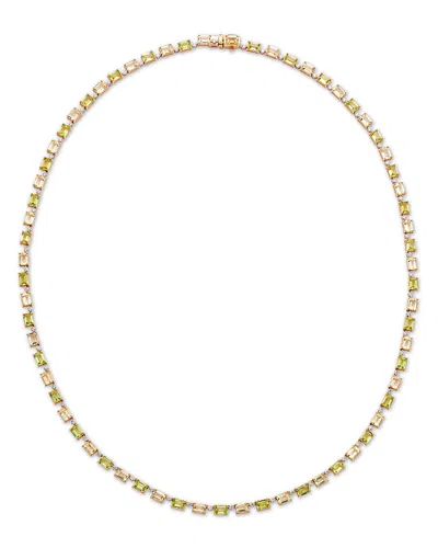 Bloomingdale's Fine Collection Peridot, Lemon Quartz & Diamond Collar Necklace In 14k Yellow Gold, 17