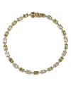 BLOOMINGDALE'S FINE COLLECTION PERIDOT, LEMON QUARTZ & DIAMOND LINK BRACELET IN 14K YELLOW GOLD