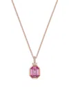 Bloomingdale's Fine Collection Pink Sapphire & Diamond Baguette Cluster Pendant Necklace In 14k Rose Gold, 18 In Pink