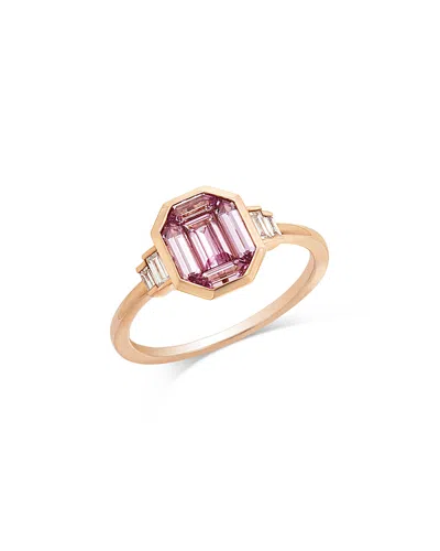 Bloomingdale's Fine Collection Pink Sapphire & Diamond Baguette Cluster Ring In 14k Rose Gold