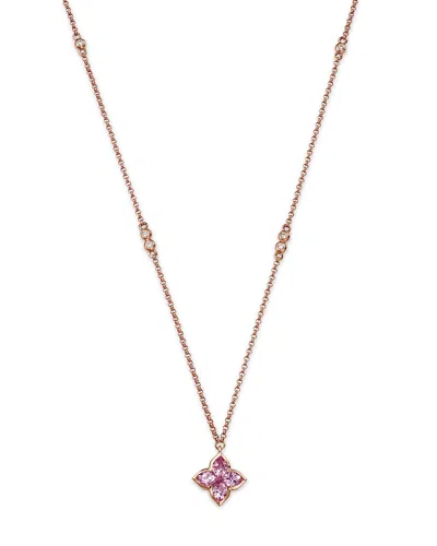 Bloomingdale's Fine Collection Pink Sapphire & Diamond Flower Pendant Necklace In 14k Rose Gold, 18
