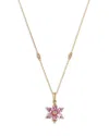 Bloomingdale's Fine Collection Pink Sapphire & Diamond Flower Pendant Necklace In 14k Yellow Gold, 18 In Pink/gold