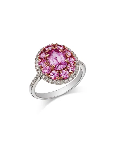 Bloomingdale's Fine Collection Pink Sapphire & Diamond Halo Ring In 14k Rose & White Gold