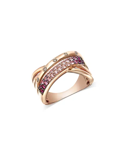 Bloomingdale's Fine Collection Pink Sapphire & Diamond Ombre Crossover Ring In 14k Rose Gold