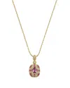 Bloomingdale's Fine Collection Pink Sapphire & Diamond Pendant Necklace In 14k Yellow Gold, 18 In Gold