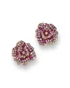 Bloomingdale's Fine Collection Pink Sapphire & Diamond Rose Flower Earrings In 14k Rose Gold In Pink