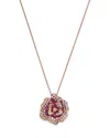 Bloomingdale's Fine Collection Pink Sapphire & Diamond Rose Flower Pendant Necklace In 14k Rose Gold, 20 In Pink