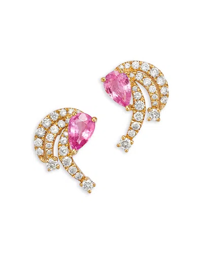 Bloomingdale's Fine Collection Pink Sapphire & Diamond Stud Earrings In 14k Yellow Gold