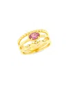 Bloomingdale's Fine Collection Pink Sapphire & Diamond Triple Stack Look Ring In 14k Yellow Gold