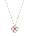 Bloomingdale's Fine Collection Pink Sapphire & Mother Of Pearl Flower Pendant Necklace In 14k Yellow Gold, 18