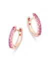 Bloomingdale's Fine Collection Pink Sapphire Huggie Hoop Earrings In 14k Rose Gold