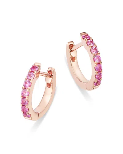Bloomingdale's Fine Collection Pink Sapphire Huggie Hoop Earrings In 14k Rose Gold