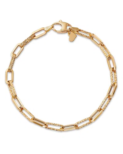 Bloomingdale's Fine Collection Polished & Textured Oval Link Chain Bracelet In 14k Yellow Gold, Italy Campaign