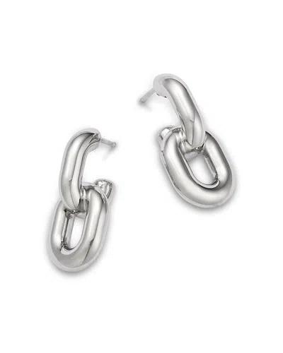 Bloomingdale's Fine Collection Polished Oval Double Link Drop Earrings In Sterling Silver