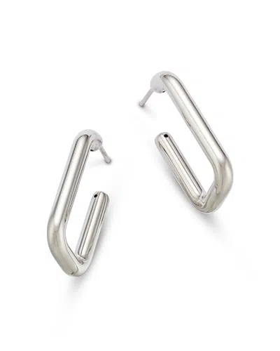 Bloomingdale's Fine Collection Polished Rectangle J Hoop Earrings In Sterling Silver