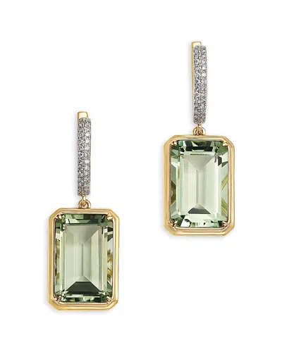 Bloomingdale's Fine Collection Prasiolite & Diamond Drop Earrings In 14k Yellow Gold In Green