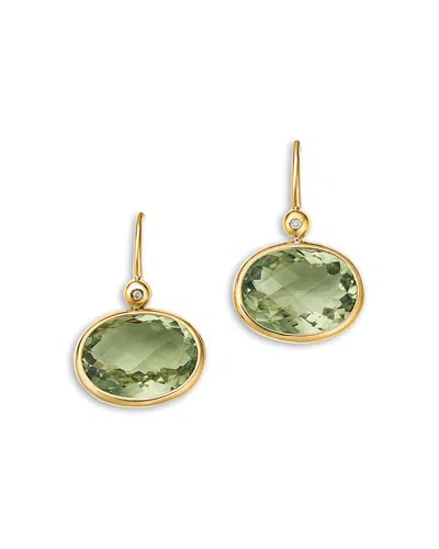 Bloomingdale's Fine Collection Prasiolite & Diamond Oval Drop Earrings In 14k Yellow Gold In Multi