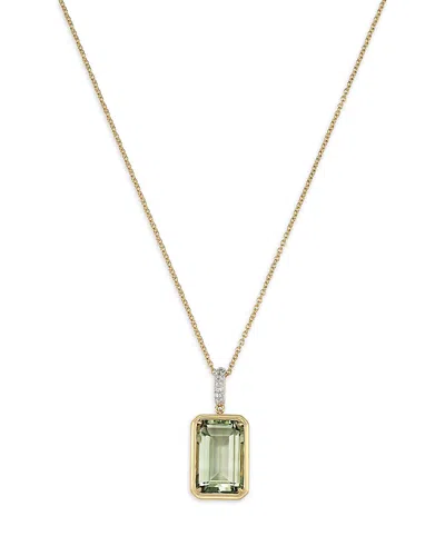 Bloomingdale's Fine Collection Prasiolite & Diamond Pendant Necklace In 14k Yellow Gold, 18
