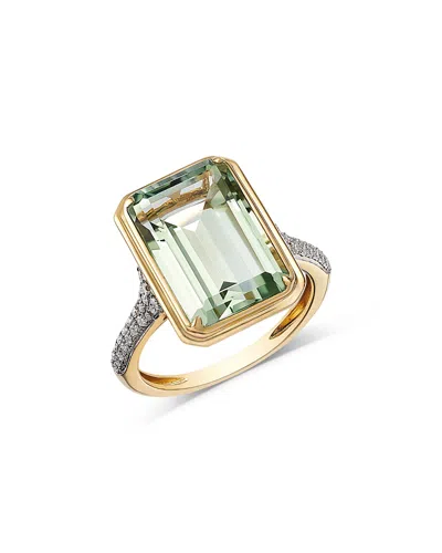 Bloomingdale's Fine Collection Prasiolite & Diamond Ring In 14k Yellow Gold