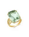 Bloomingdale's Fine Collection Prasiolite Cushion Cut Ring In 14k Yellow Gold