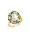 Bloomingdale's Fine Collection Prasiolite, Multi Gemstone & Diamond Halo Ring In 14k Yellow Gold In Gold