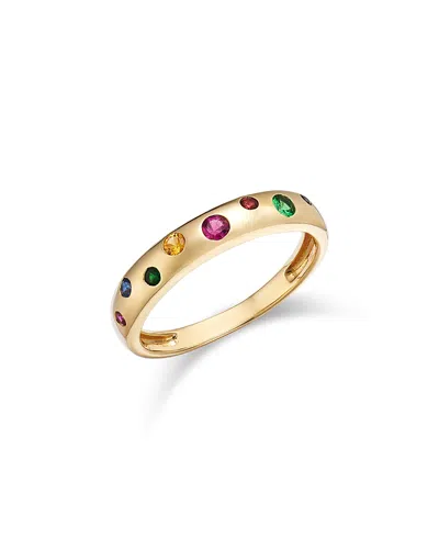 Bloomingdale's Fine Collection Rainbow Sapphire & Tsavorite Band In 14k Yellow Gold