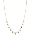 Bloomingdale's Fine Collection Rainbow Sapphire Bezel Drop Station Necklace In 14k Yellow Gold, 18