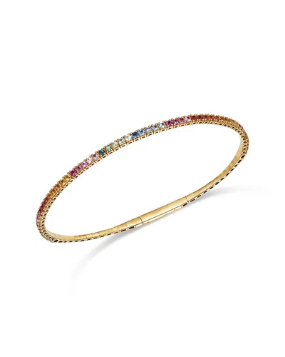 Bloomingdale's Fine Collection Rainbow Sapphire Narrow Bangle Bracelet In 14k Yellow Gold
