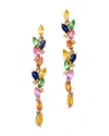 Bloomingdale's Fine Collection Rainbow Sapphire, Tsavorite & Diamond Linear Drop Earrings In 14k Yellow Gold In Gold