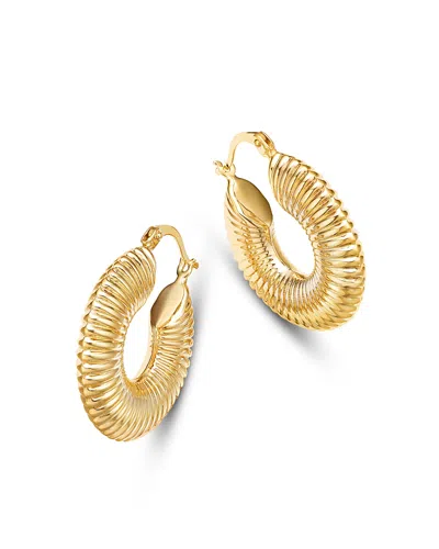 Bloomingdale's Fine Collection Ridged Puff Hoop Earrings In 14k Yellow Gold