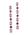 Bloomingdale's Fine Collection Rose De France & Purple Amethyst Mixed Cut Linear Drop Earrings In 14k Rose Gold In Purple