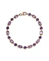 Bloomingdale's Fine Collection Rose De France & Purple Amethyst Mixed Cut Link Bracelet In 14k Rose Gold In Purple
