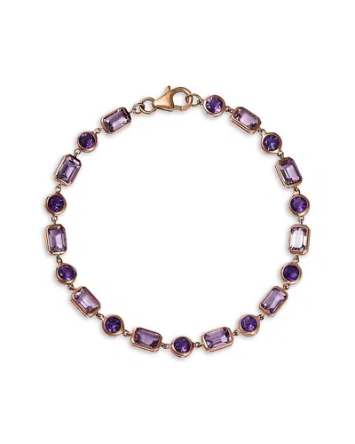 Bloomingdale's Fine Collection Rose De France & Purple Amethyst Mixed Cut Link Bracelet In 14k Rose Gold
