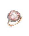Bloomingdale's Fine Collection Rose Quartz, Pink Sapphire & Diamond Halo Ring In 14k Rose Gold In Gold