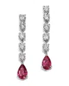 Bloomingdale's Fine Collection Ruby & Champagne Diamond Linear Drop Earrings In 14k White Gold