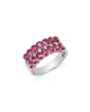 Bloomingdale's Fine Collection Ruby & Champagne Diamond Triple Row Ring In 14k White Gold