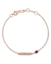 Bloomingdale's Fine Collection Ruby & Diamond Bracelet In 14k Rose Gold In Gold