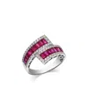 Bloomingdale's Fine Collection Ruby & Diamond Bypass Ring In 14k White Gold In Pink
