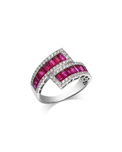 Bloomingdale's Fine Collection Ruby & Diamond Bypass Ring In 14k White Gold In Pink