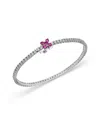 Bloomingdale's Fine Collection Ruby & Diamond Clover Tennis Bracelet In 14k White Gold In Multi