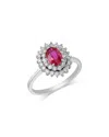 Bloomingdale's Fine Collection Ruby & Diamond Halo Ring In 14k White Gold In Metallic