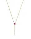 Bloomingdale's Fine Collection Ruby & Diamond Lariat Necklace In 14k Yellow Gold, 18 In Gold