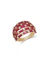 Bloomingdale's Fine Collection Ruby & Diamond Multirow Statement Ring In 14k Yellow Gold In Yellow Gold