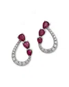 Bloomingdale's Fine Collection Ruby & Diamond Pear Open Stud Earrings In 14k White Gold In Pink/white