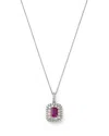 Bloomingdale's Fine Collection Ruby & Diamond Pendant Necklace In 14k White Gold, 18 In Pink/white