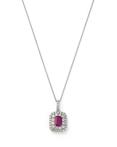 Bloomingdale's Fine Collection Ruby & Diamond Pendant Necklace In 14k White Gold, 18 In Pink/white